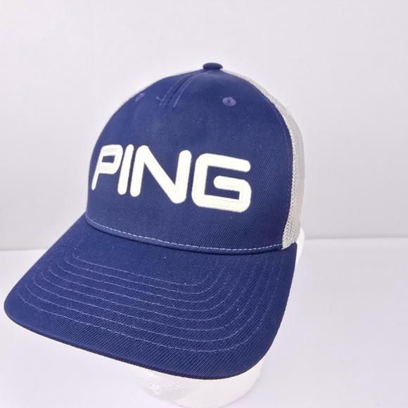 Ping Flexfit 110 Snapback Mesh Back Trucker Golf Hat Blue - Picture 2 of 8